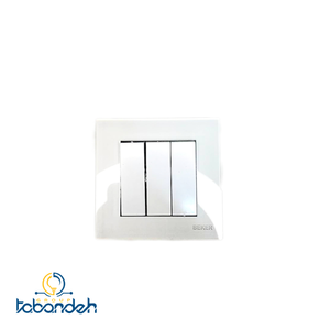 کلید سه پل BEKER  مدل گلس سفید با قاب کریستال سفید